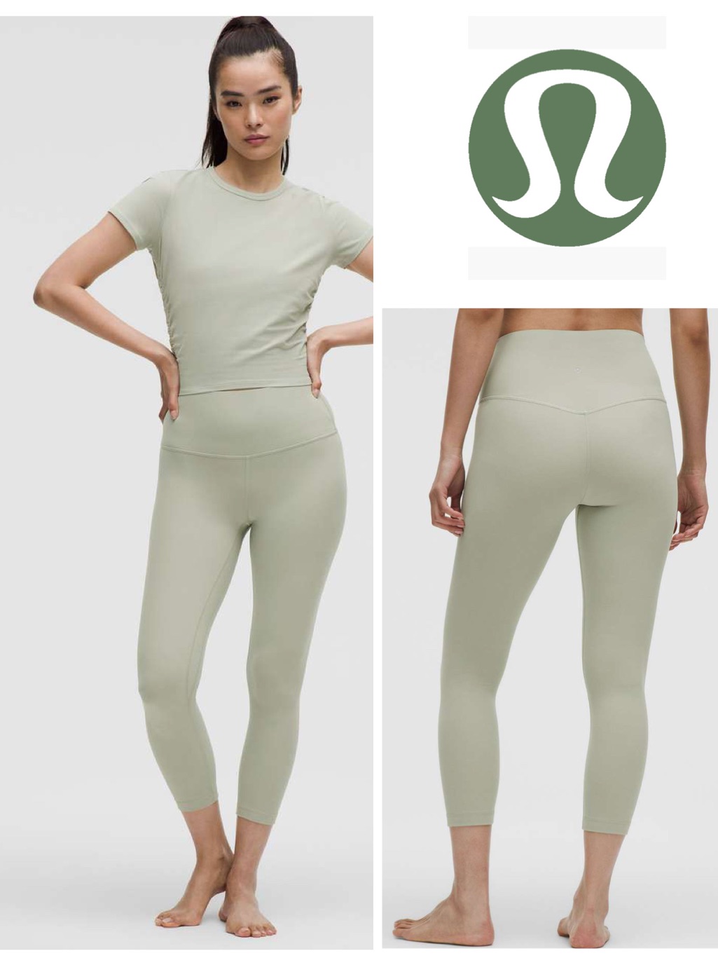 Nwot Lululemon 2025 Align High-Rise Crop 23" In Fog Green